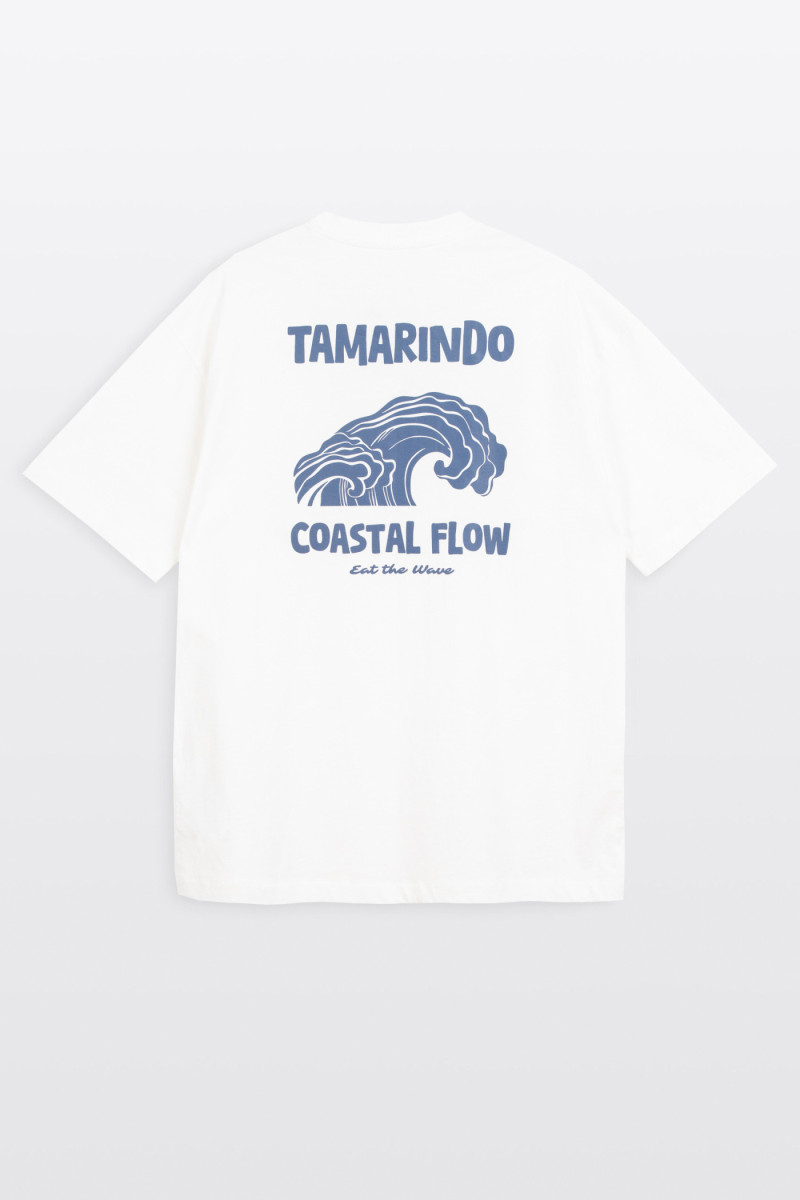 Biały t-shirt REGULAR z autorską grafika z tyłu