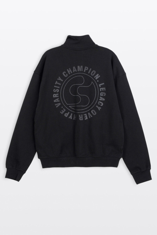 Czarna bluza na stójce z autorską grafiką z tyłu