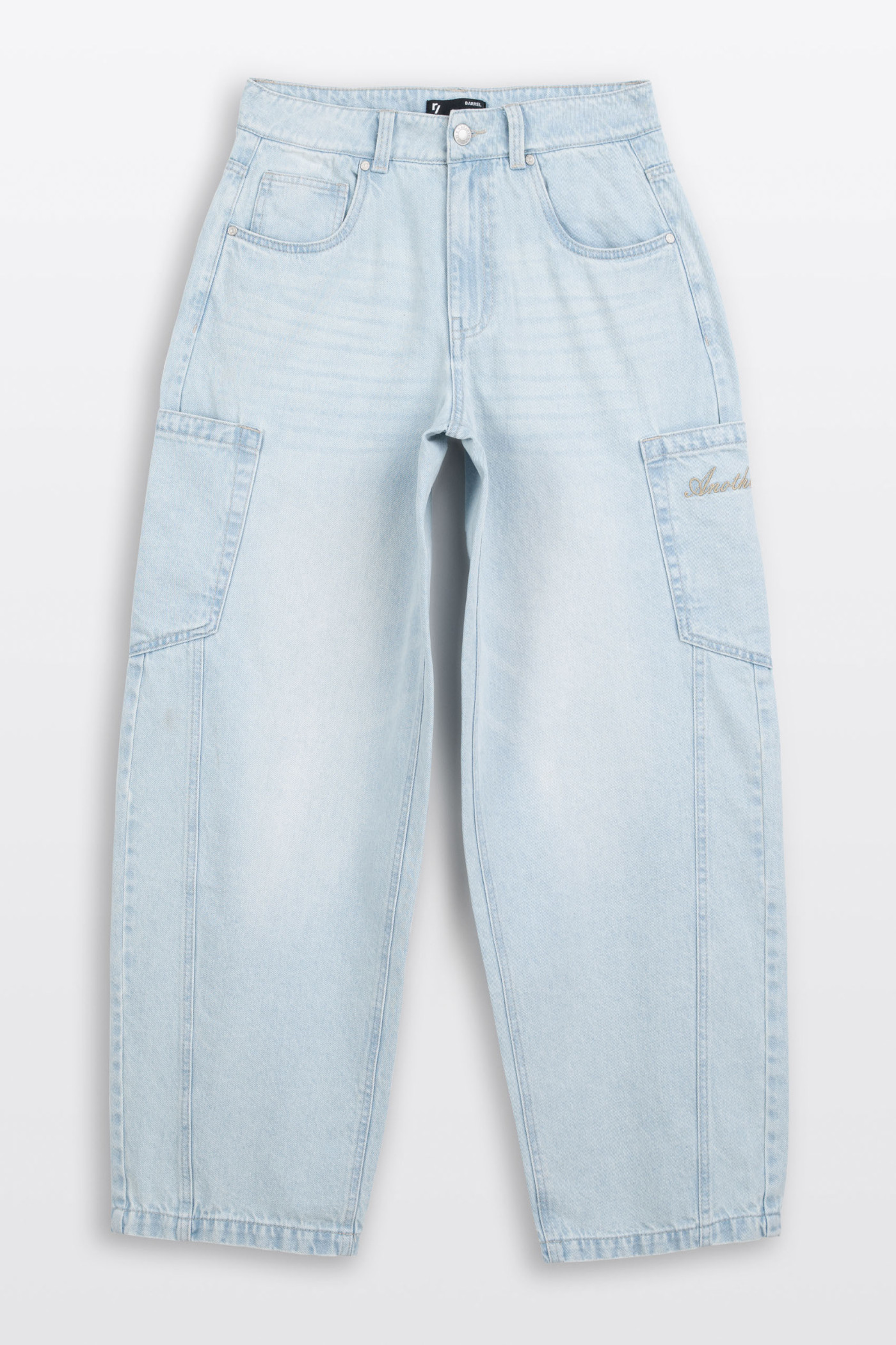 Niebieskie spodnie jeansowe BAGGY z modnymi cięciami