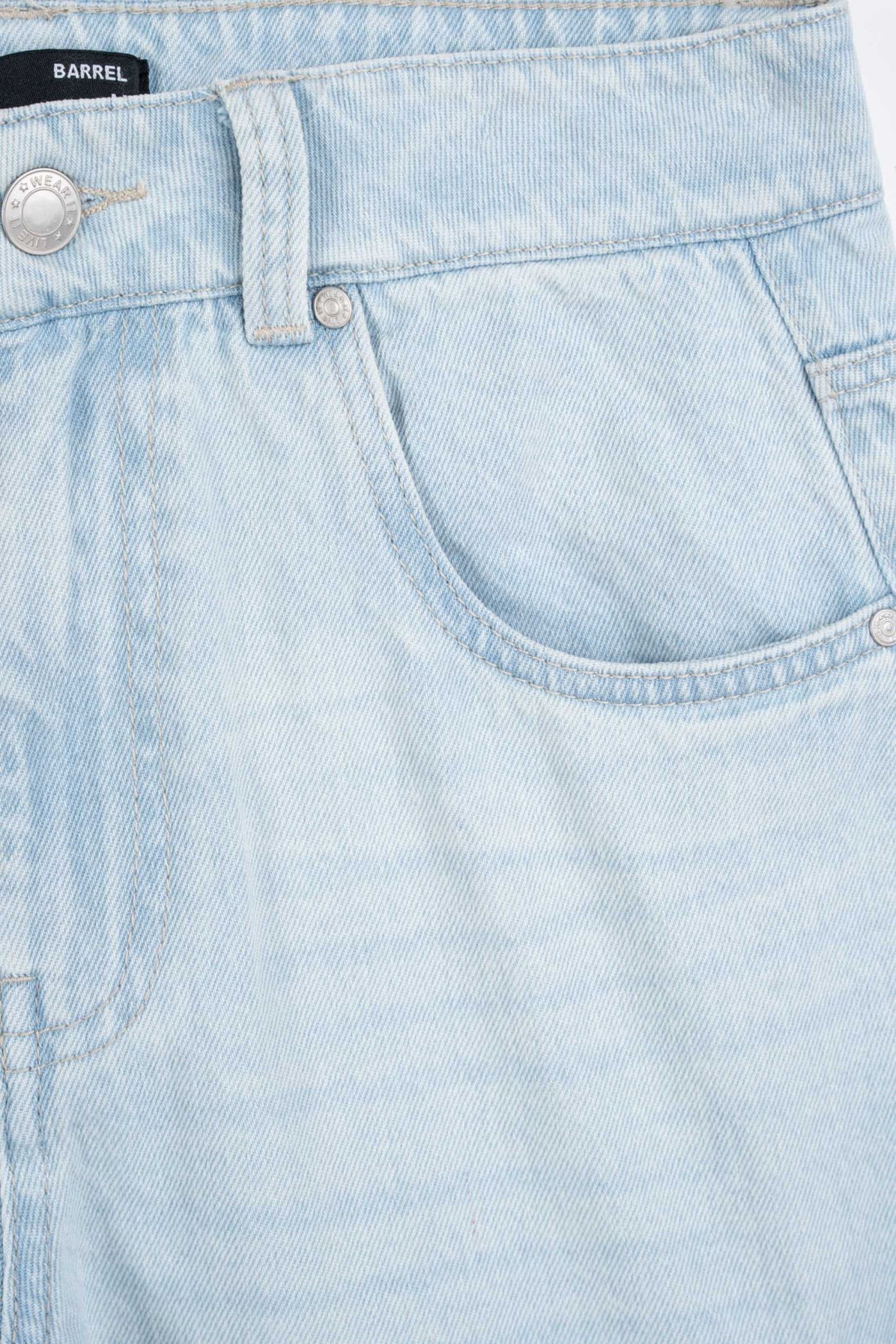 Niebieskie spodnie jeansowe BAGGY z modnymi cięciami