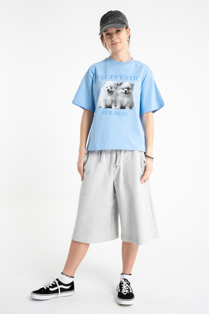 Krótkie spodenki dresowe szary melanż bez nadruków, szary