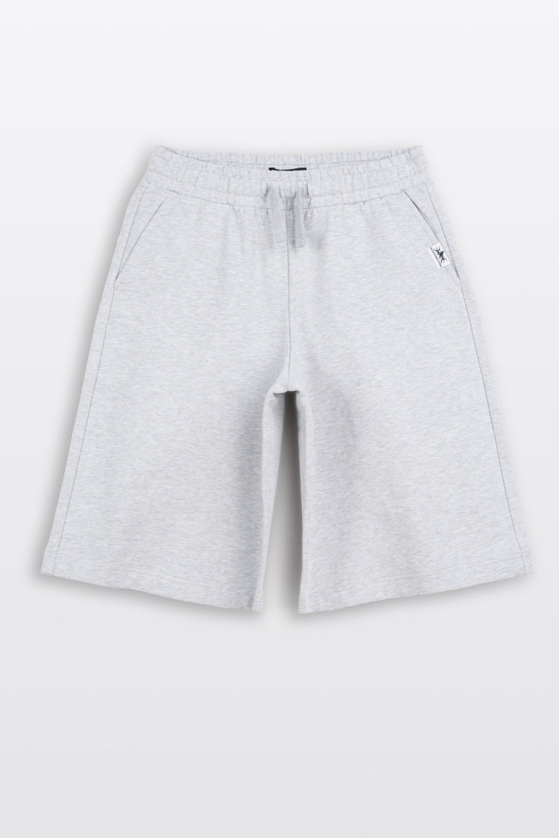Krótkie spodenki dresowe szary melanż bez nadruków