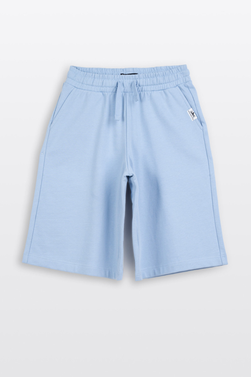 Jasnoniebieskie krótkie spodenki dresowe bez nadruków