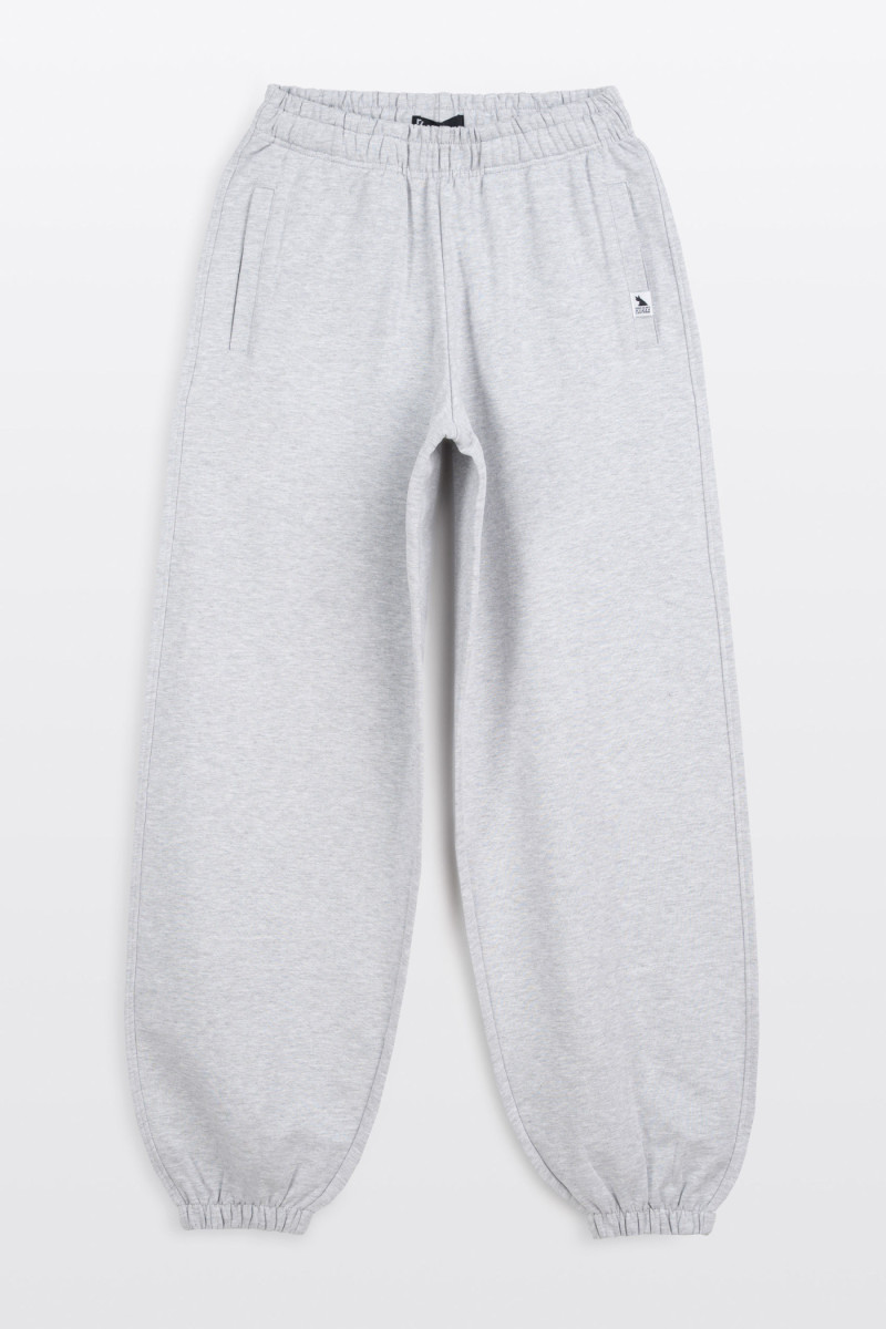 Spodnie dresowe szary melanż OVERSIZE bez nadruków