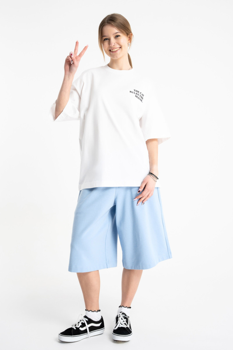 Biały t-shirt OVERSIZE z autorską grafika z tyłu