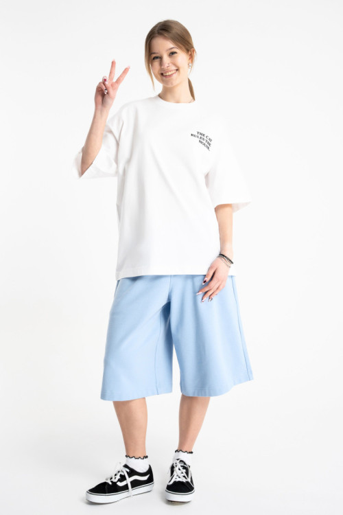 Biały t-shirt OVERSIZE z autorską grafika z tyłu