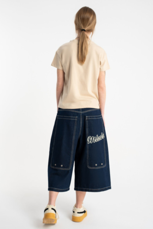 Beżowy t-shirt REGULAR z autorską grafika z tyłu