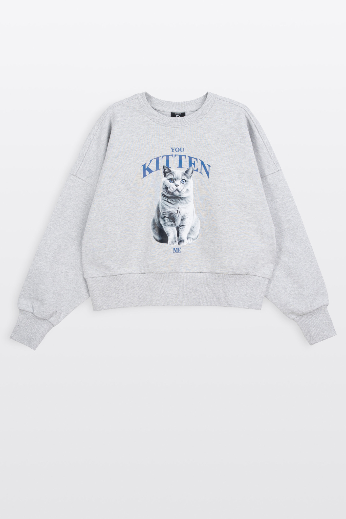 Bluza CREWNECK szary melanż bez kaptura z autorską grafiką z przodu