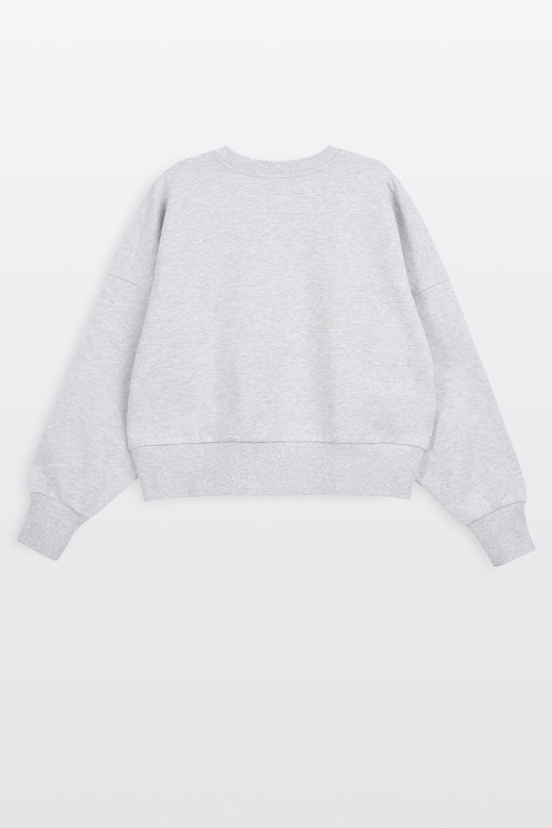 Bluza CREWNECK szary melanż bez kaptura z autorską grafiką z przodu