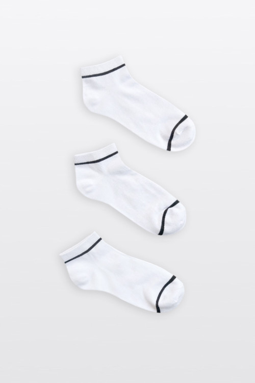 Białe skarpety z kontrastowymi paskami 3-PAK