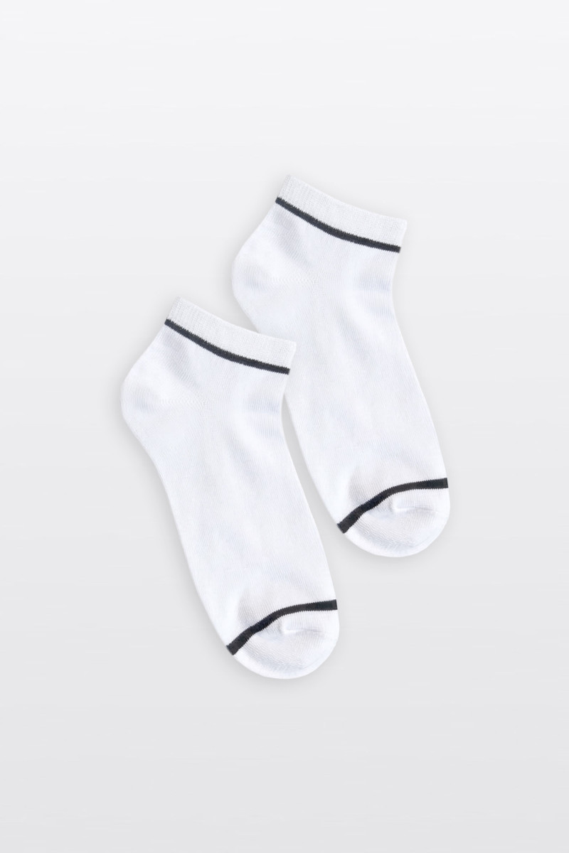 Białe skarpety z kontrastowymi paskami 3-PAK