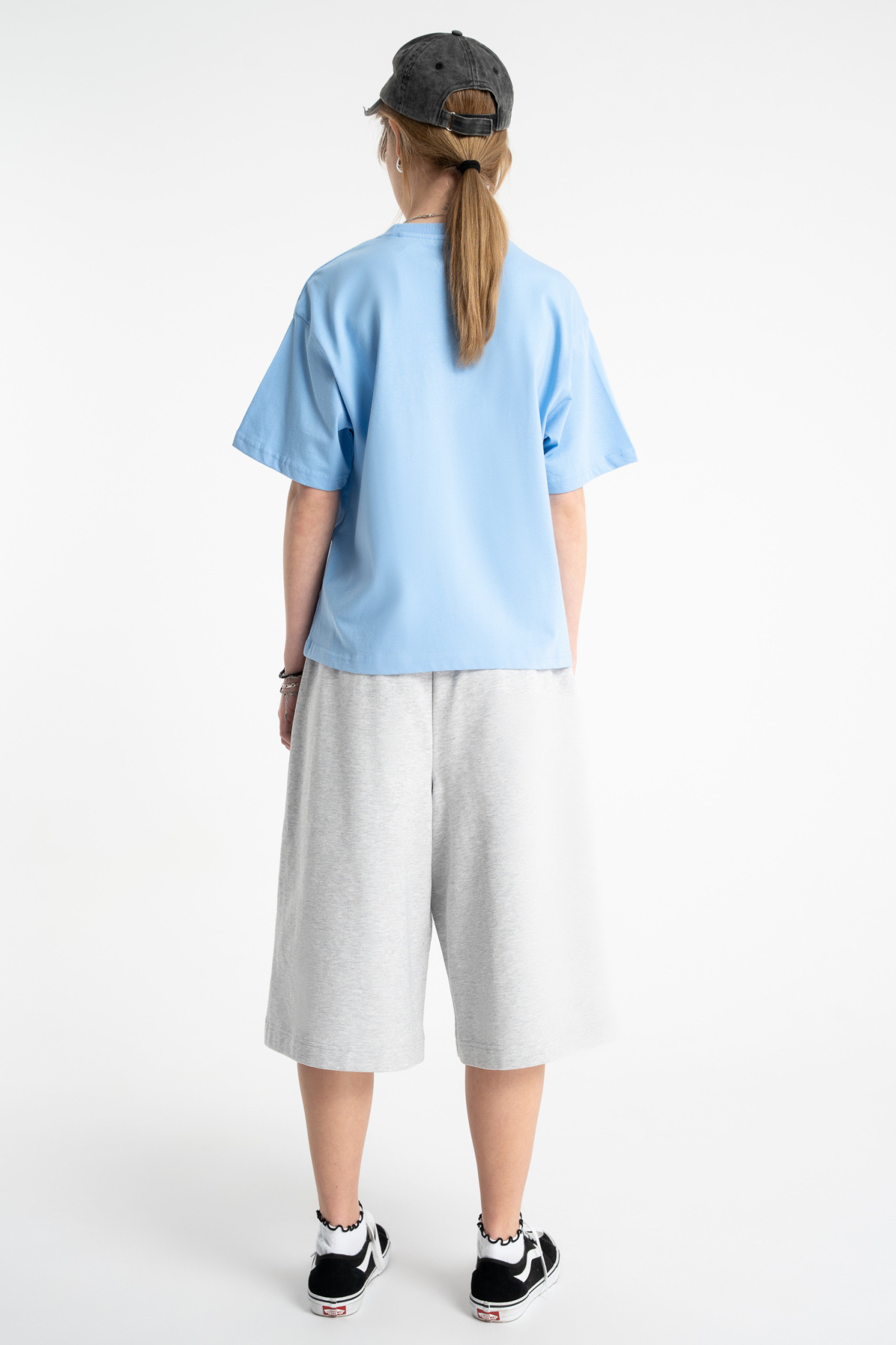 Niebieski t-shirt REGULAR z autorską grafika z przodu