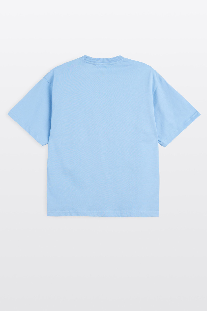 Niebieski t-shirt REGULAR z autorską grafika z przodu