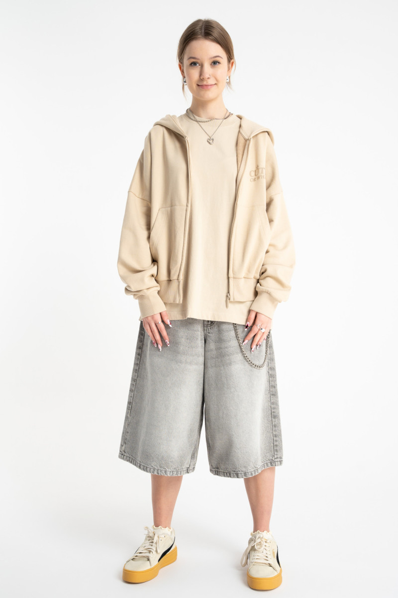 Beżowa bluza BOXY z autorską grafiką z tyłu