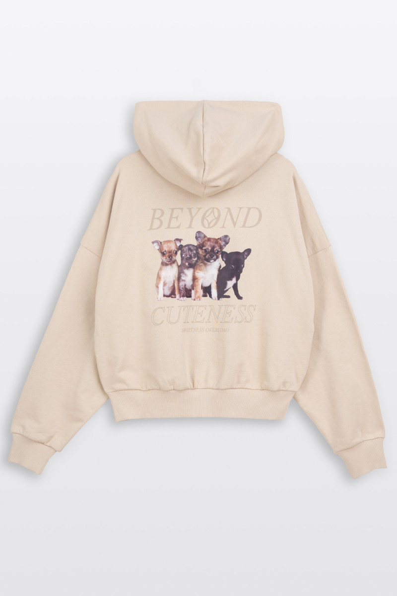 Beżowa bluza BOXY z autorską grafiką z tyłu