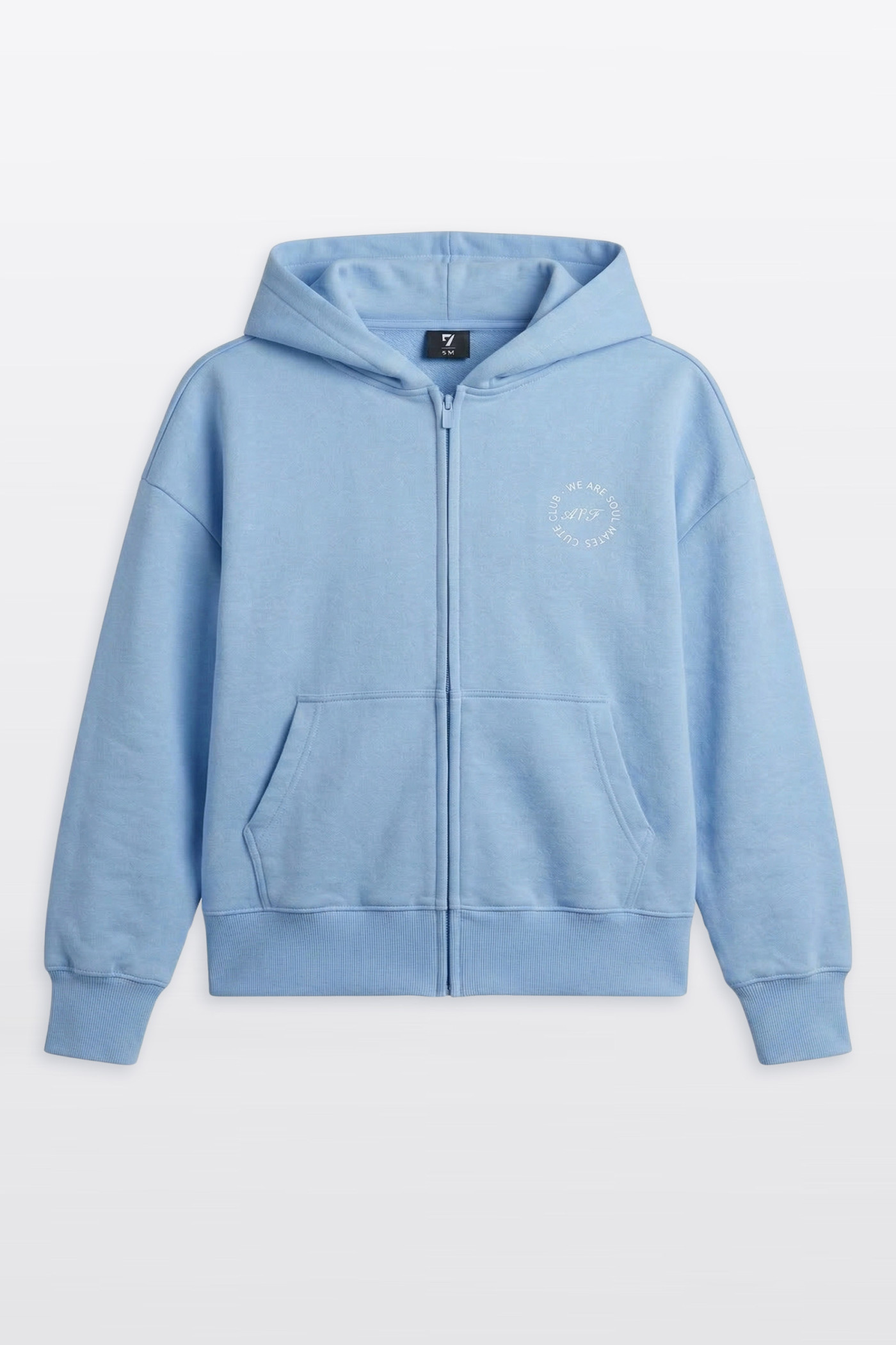 Niebieska bluza BOXY z autorską grafiką z tyłu