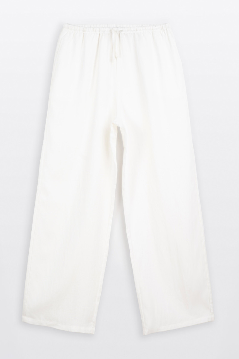 Białe spodnie WIDE LEG z tkaniny, biały