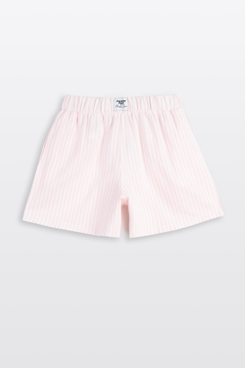 Krótkie spodenki z tkaniny w różowe paski