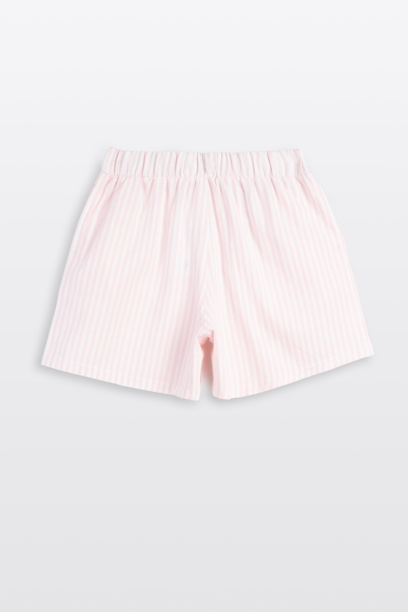 Krótkie spodenki z tkaniny w różowe paski