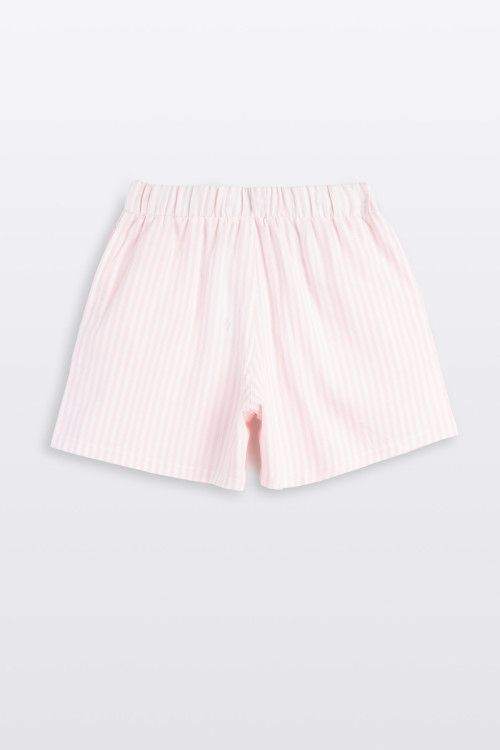 Krótkie spodenki z tkaniny w różowe paski