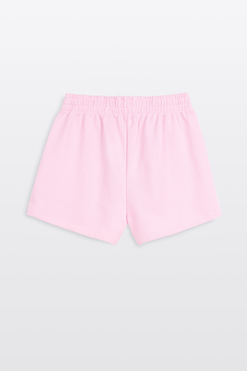 Różowe krótkie spodenki dresowe z kontrastowymi lampasami