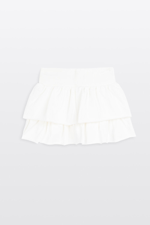 Kremowa spódnica mini z falbankami