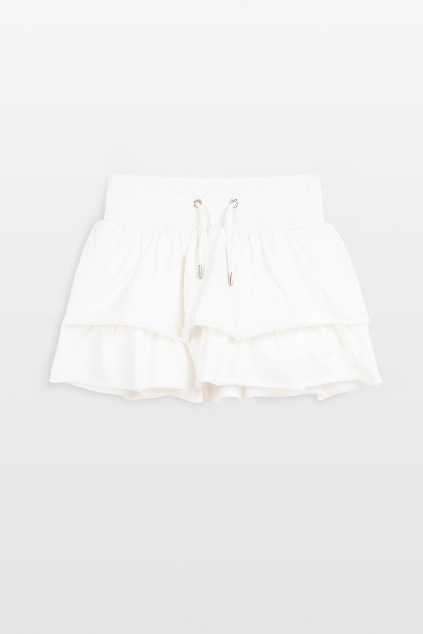 Kremowa spódnica mini z falbankami