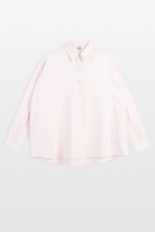 Różowa koszula OVERSIZE w prążki