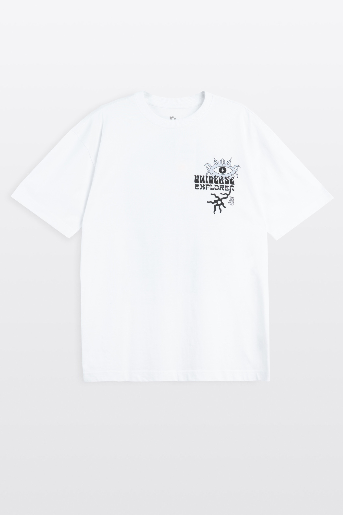 Biały t-shirt LOOSE z autorską grafika z przodu