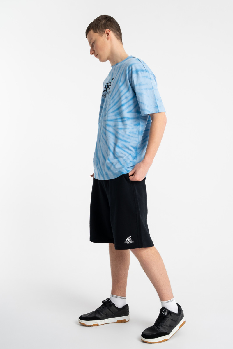 Niebieski t-shirt LOOSE z nadrukiem tie dye na całości