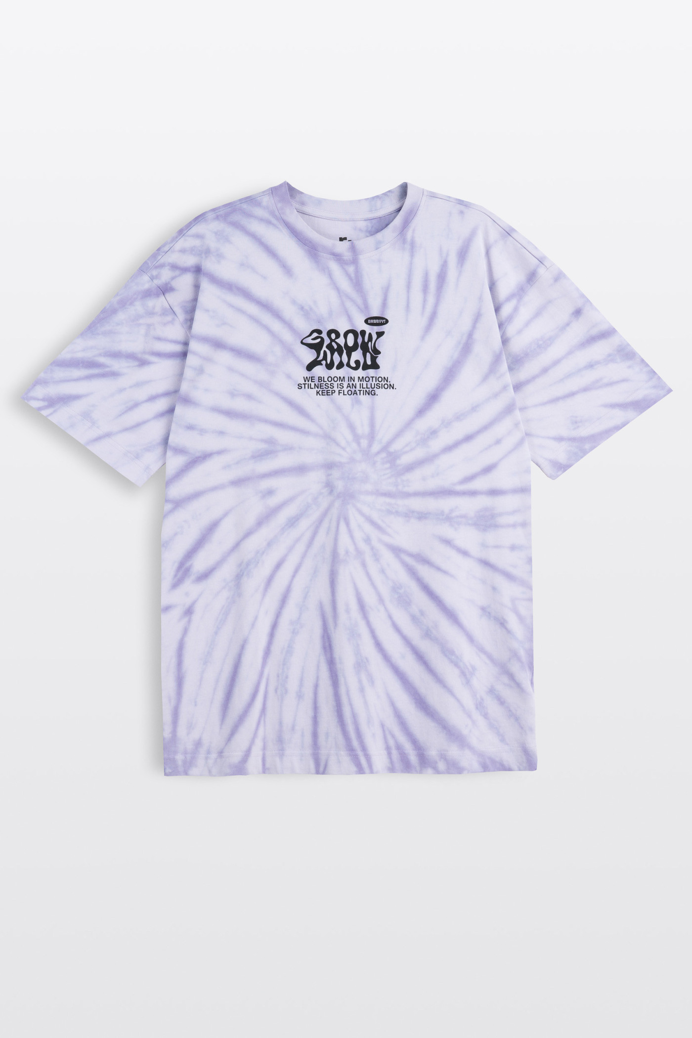 Fioletowy t-shirt LOOSE z nadrukiem tie dye na całości