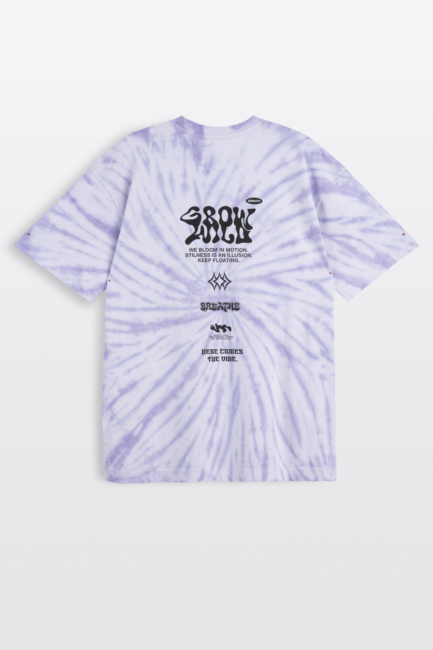 Fioletowy t-shirt LOOSE z nadrukiem tie dye na całości