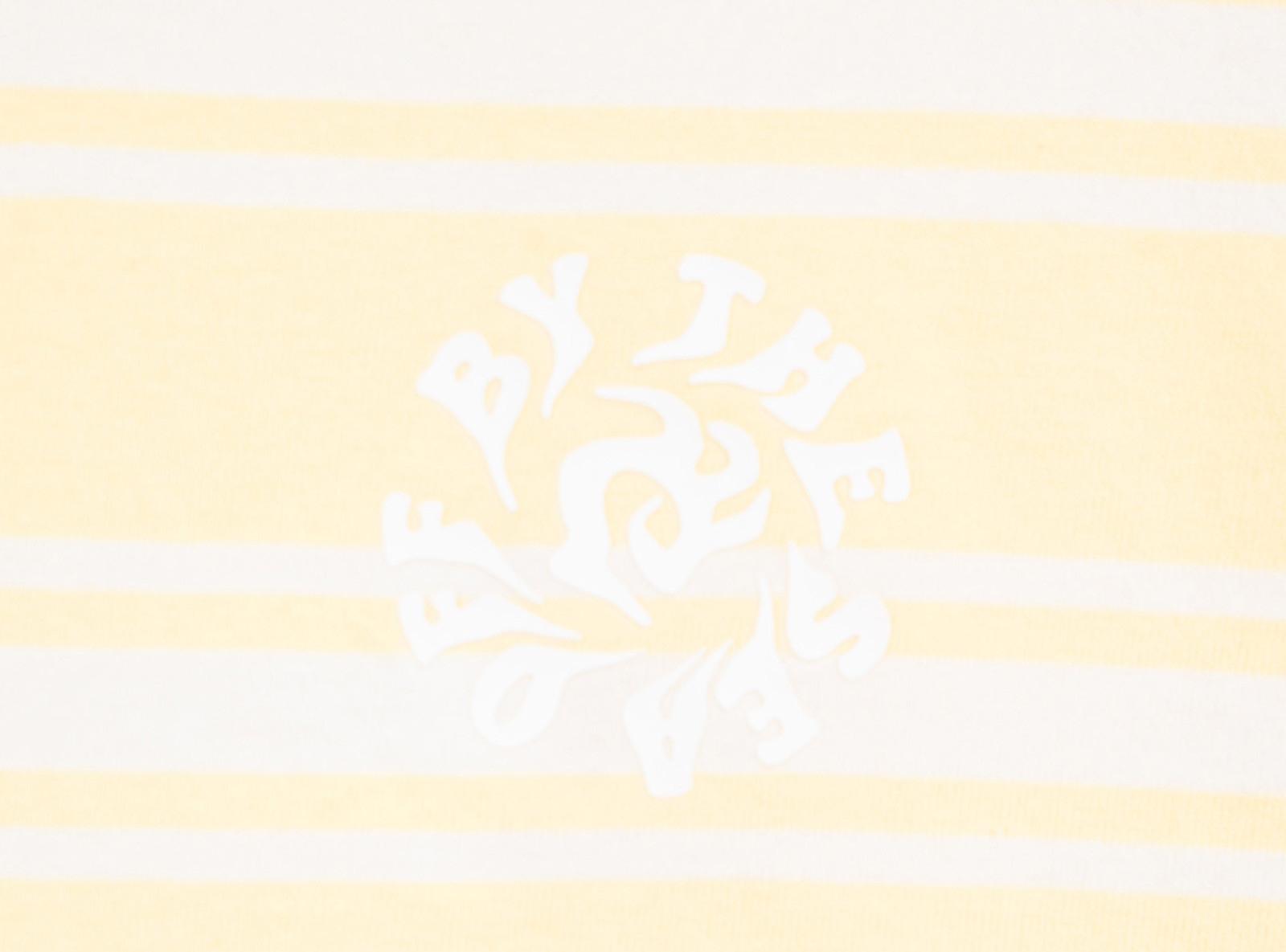 T-shirt CROPPED w biało-żółte paski z autorską grafika z tyłu