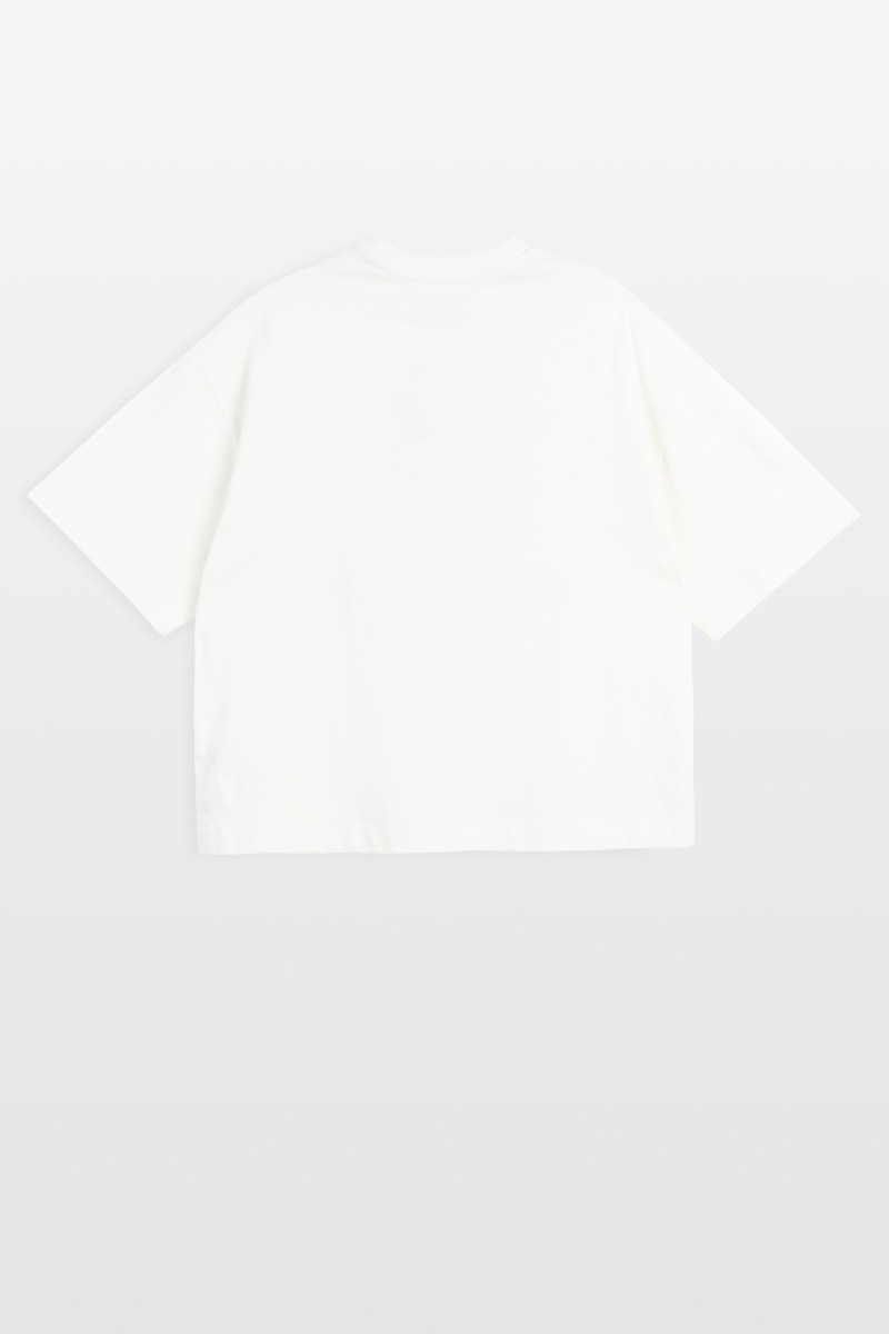 Biały t-shirt BOXY z autorską grafika z przodu