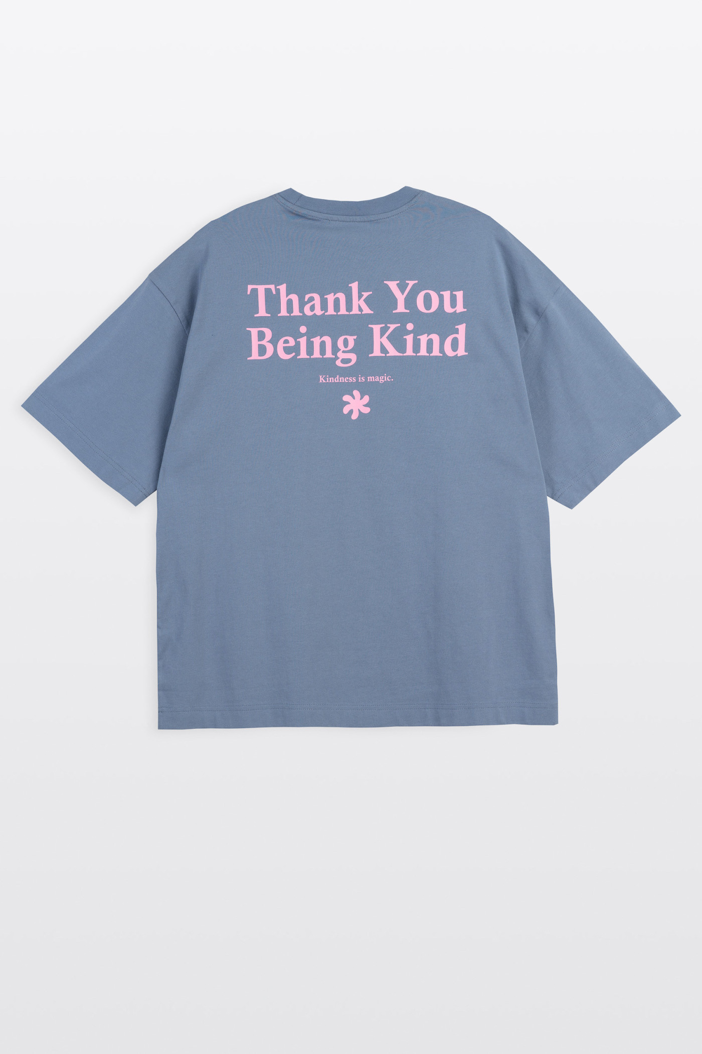 Szary t-shirt OVERSIZE z nadrukiem z tyłu