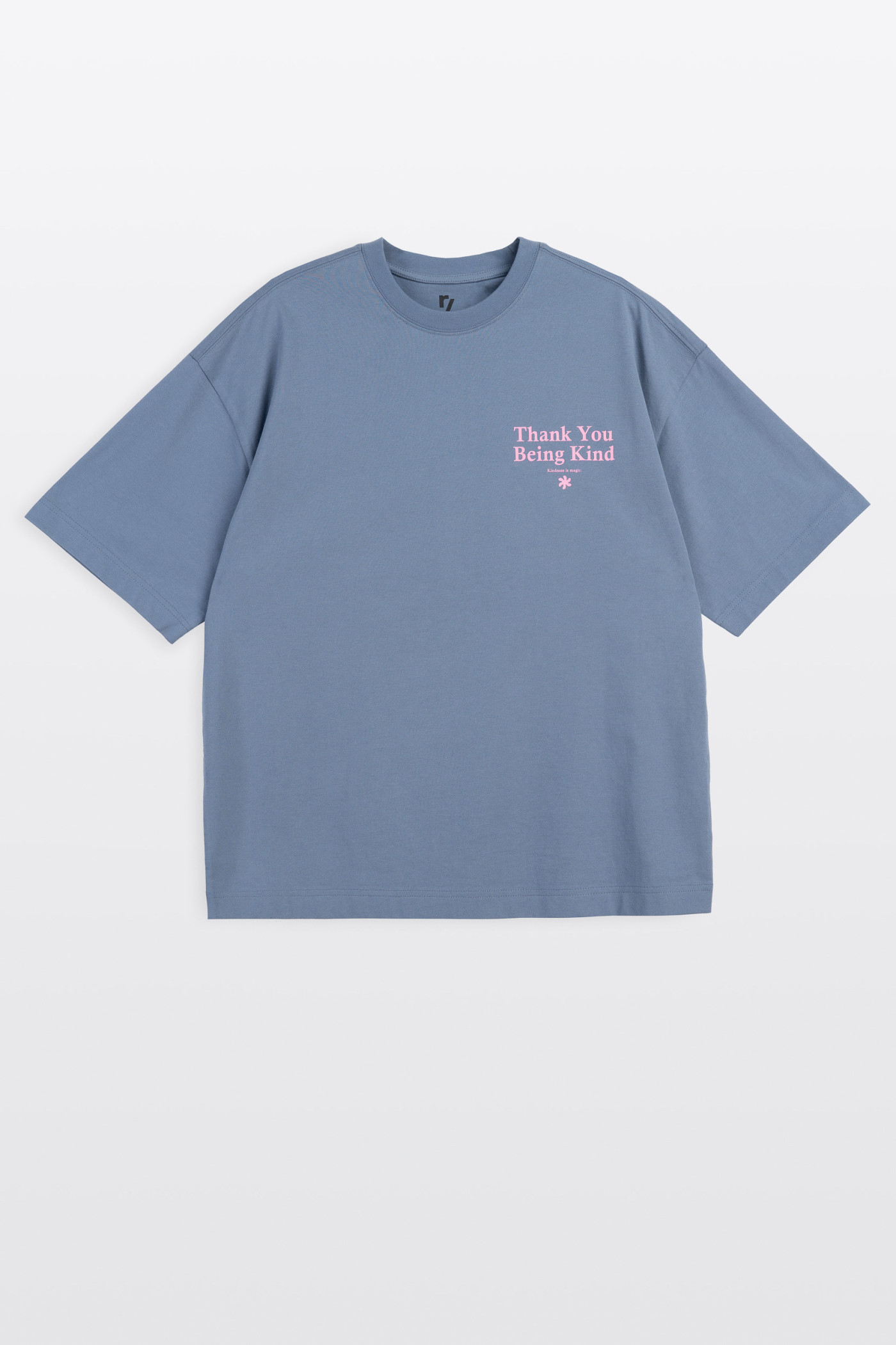 Niebieski t-shirt REGULAR z autorską grafika z przodu