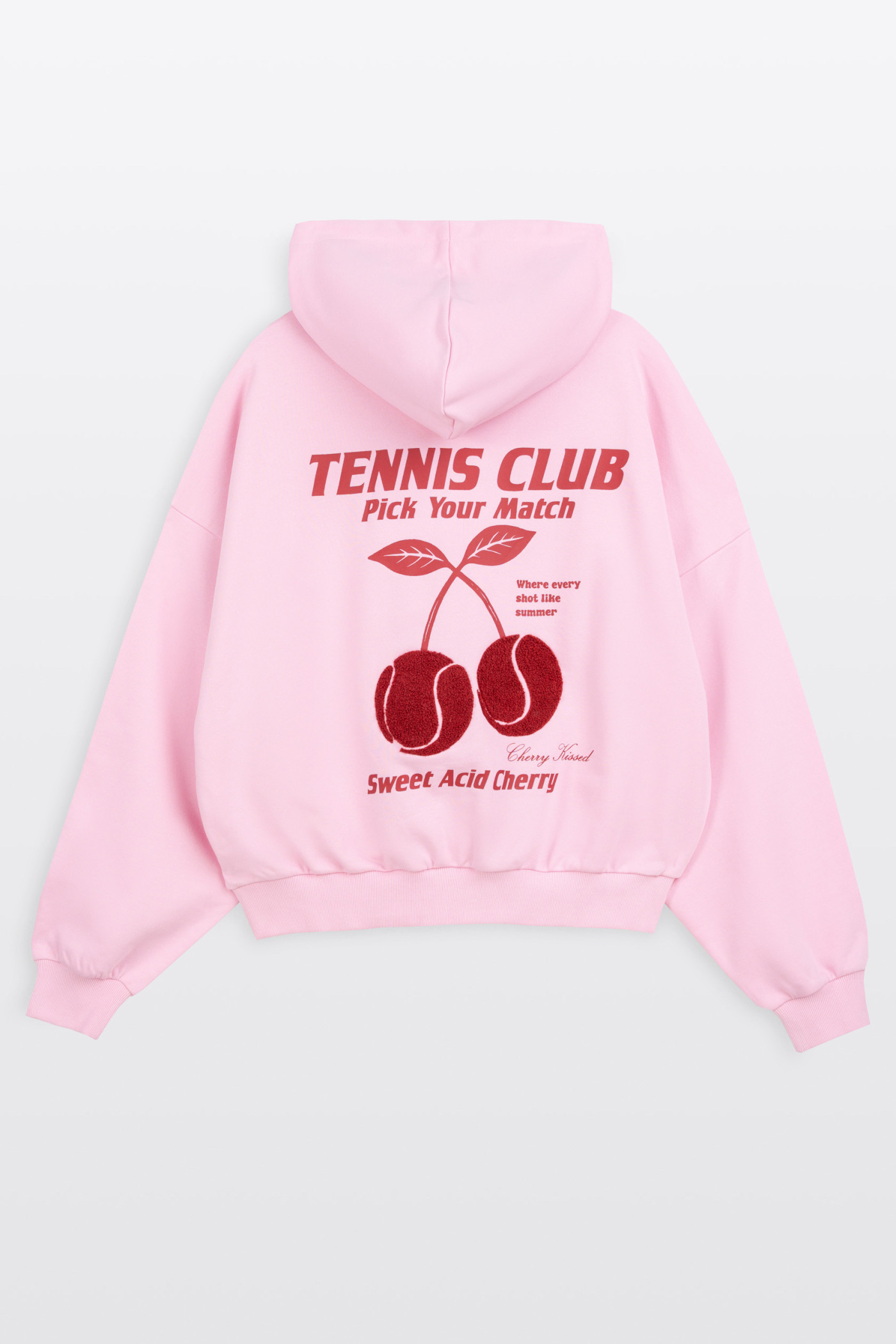 Różowa bluza BOXY z kapturem z autorską grafiką z tyłu