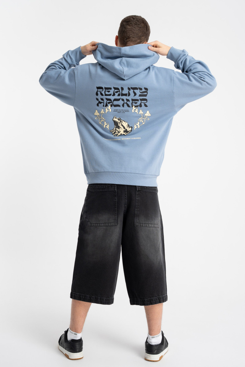 Niebieska bluza REGULAR z autorską grafiką z tyłu