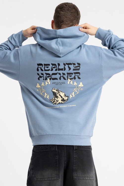 Niebieska bluza REGULAR z autorską grafiką z tyłu