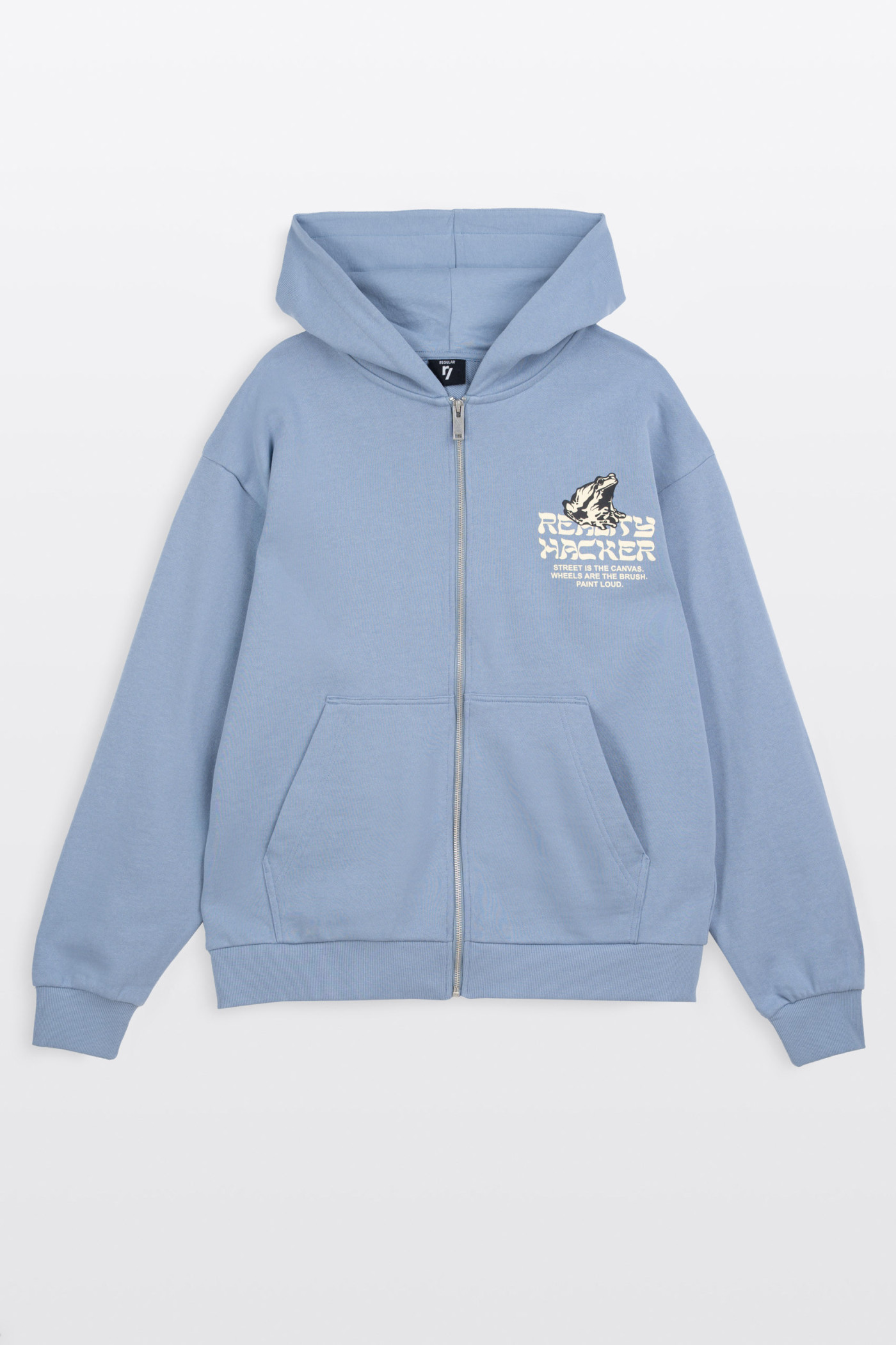 Niebieska bluza REGULAR z autorską grafiką z tyłu