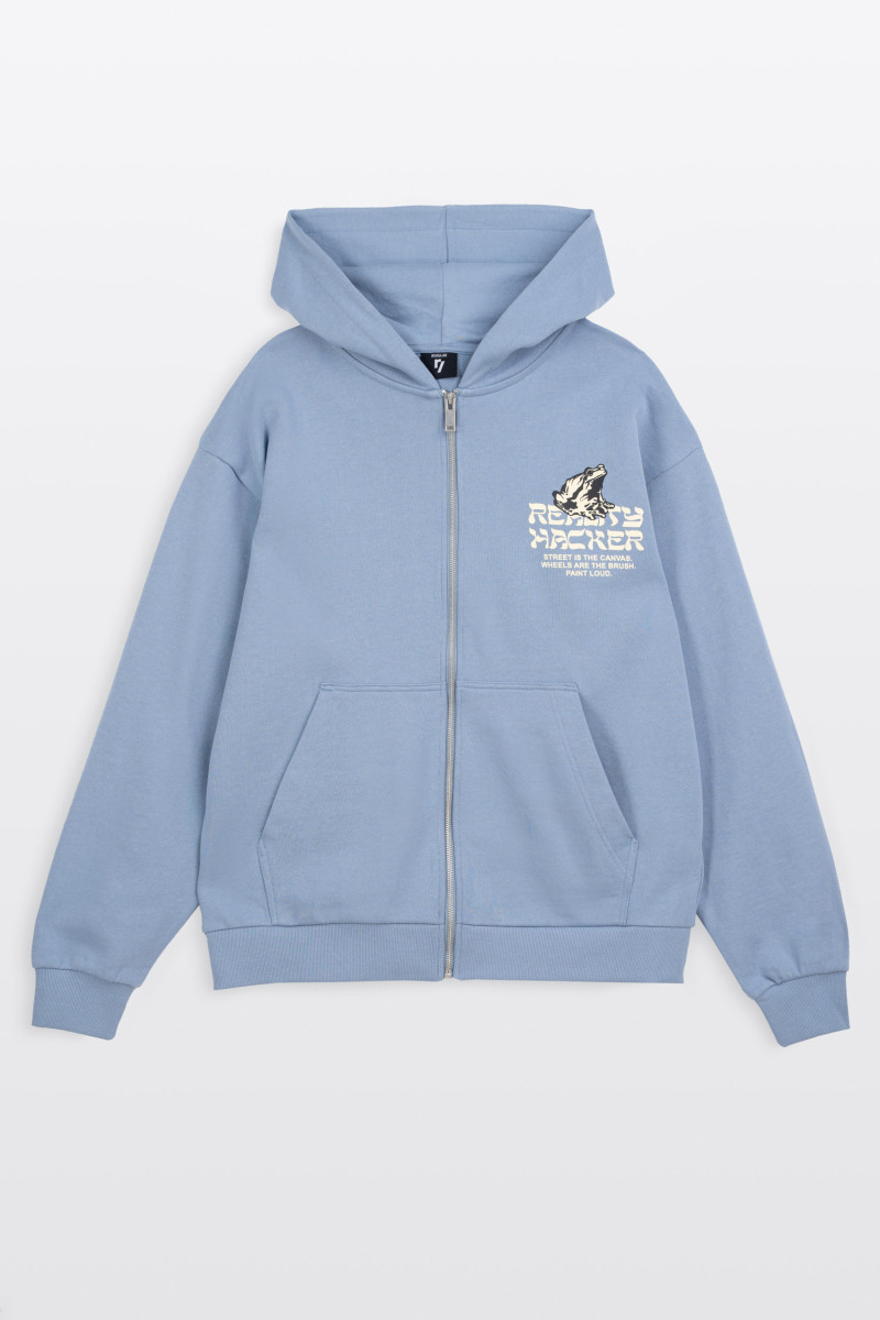 Niebieska bluza REGULAR z autorską grafiką z tyłu