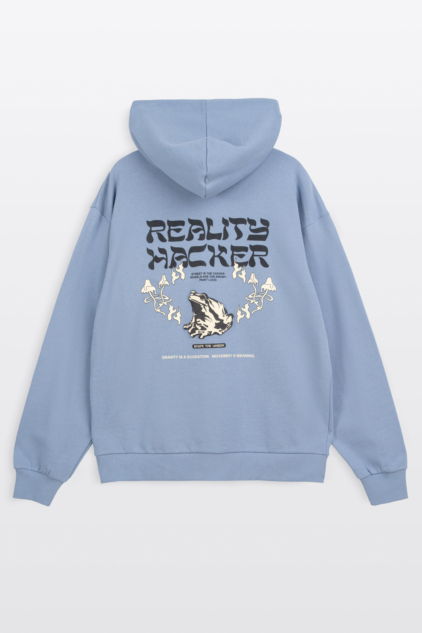 Niebieska bluza REGULAR z autorską grafiką z tyłu