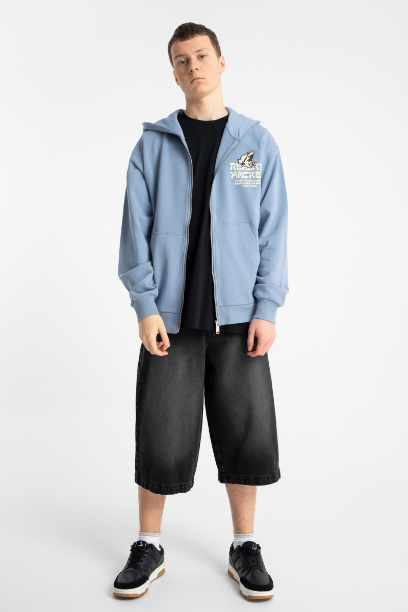 Niebieska bluza REGULAR z autorską grafiką z tyłu