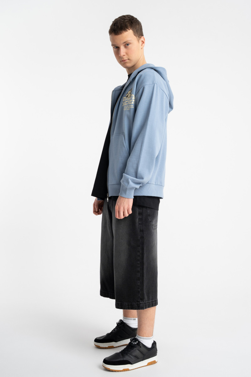 Niebieska bluza REGULAR z autorską grafiką z tyłu