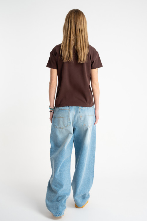 Niebieskie spodnie jeansowe BAGGY z modnymi przetarciami