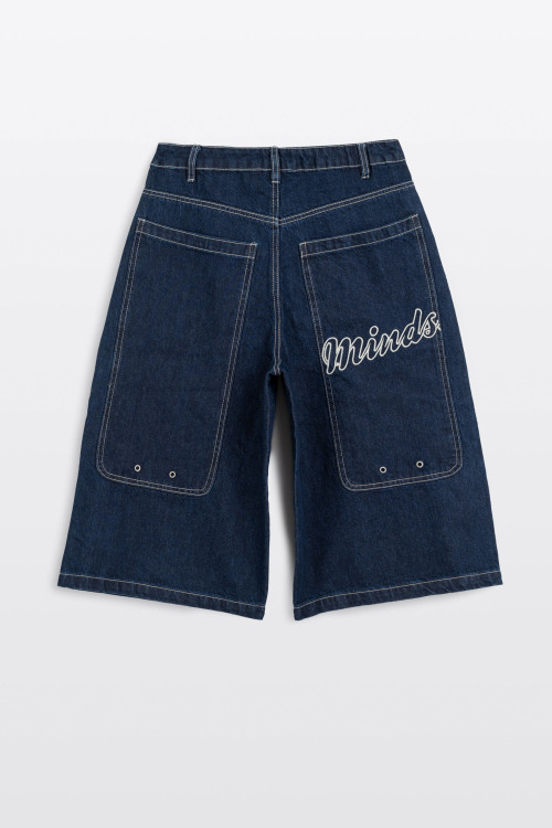 Granatowe krótkie spodenki JORTS z surowego jeansu