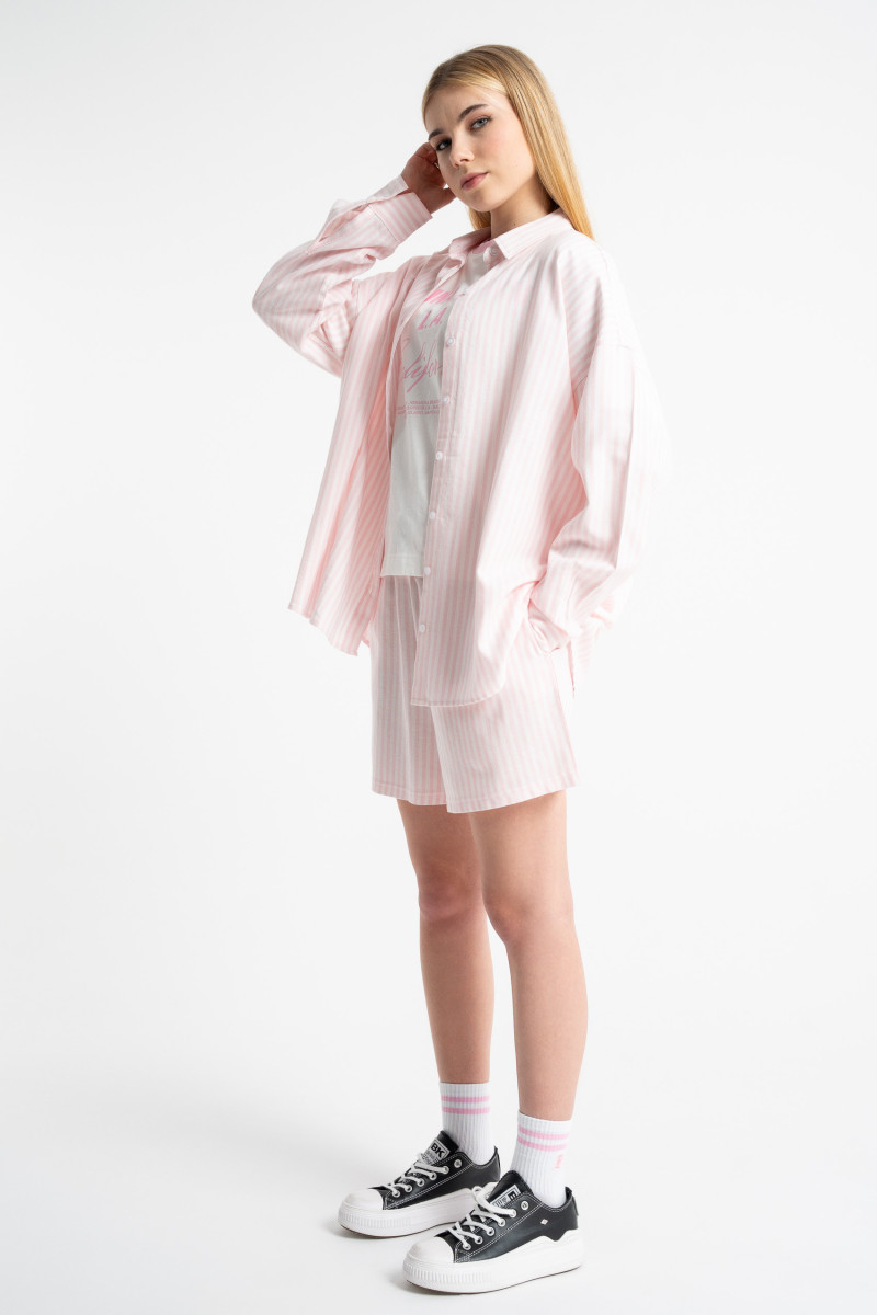 Różowa koszula OVERSIZE w prążki