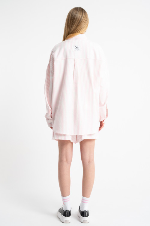 Różowa koszula OVERSIZE w prążki