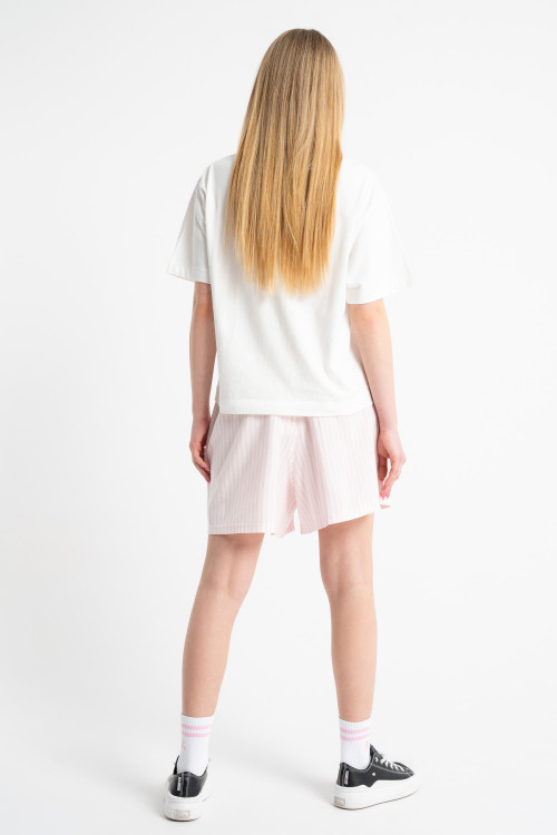 Biały t-shirt CROPPED z autorską grafiką z przodu