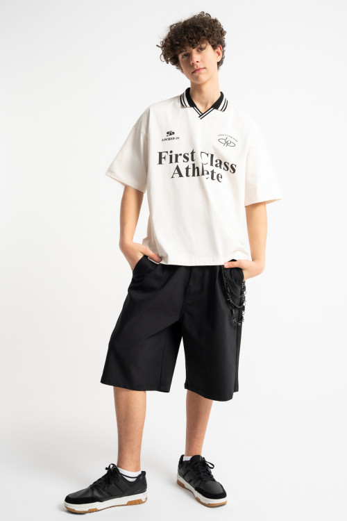 Czarne tkaninowe krótkie spodenki JORTS, bez nadruków